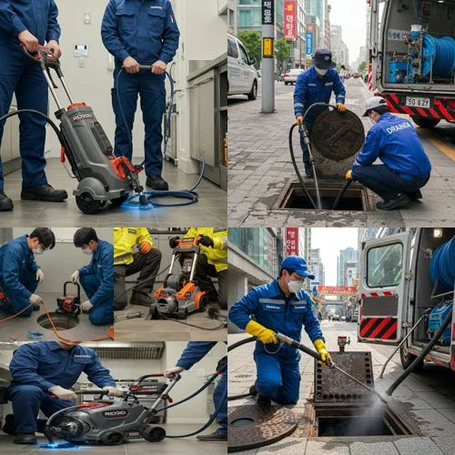 빌라 주차장 맨홀 역류 계수동 하수구 업체 오수관